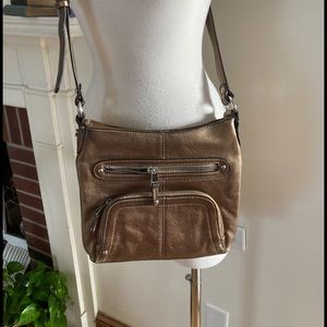 Tignanello Bronze Leather Crossbody Bag.